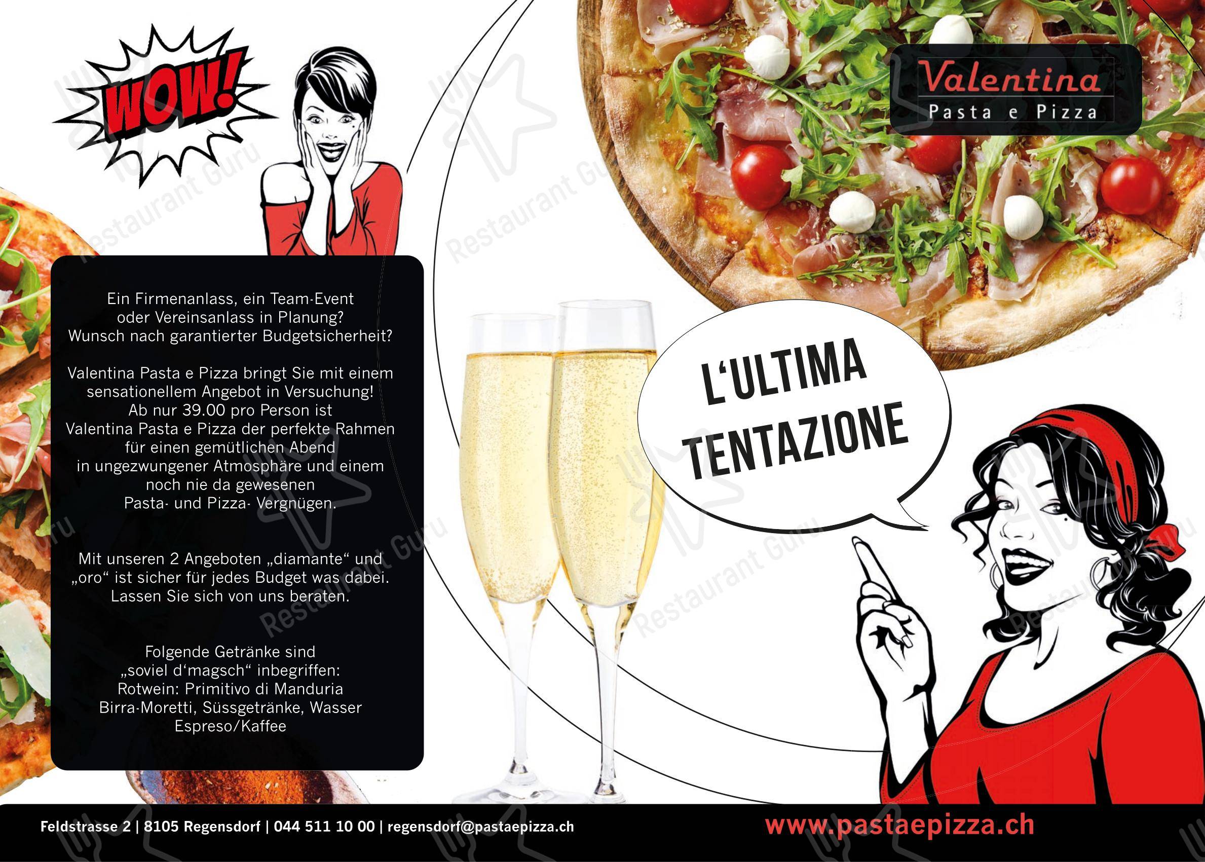 Menu di Valentina Pasta e Pizza Dietikon - Коктейльная карта