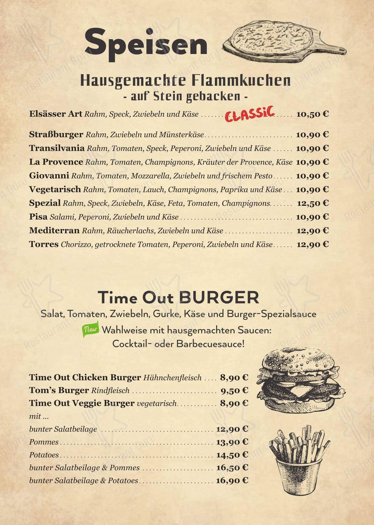 Menu pour time out - Menu