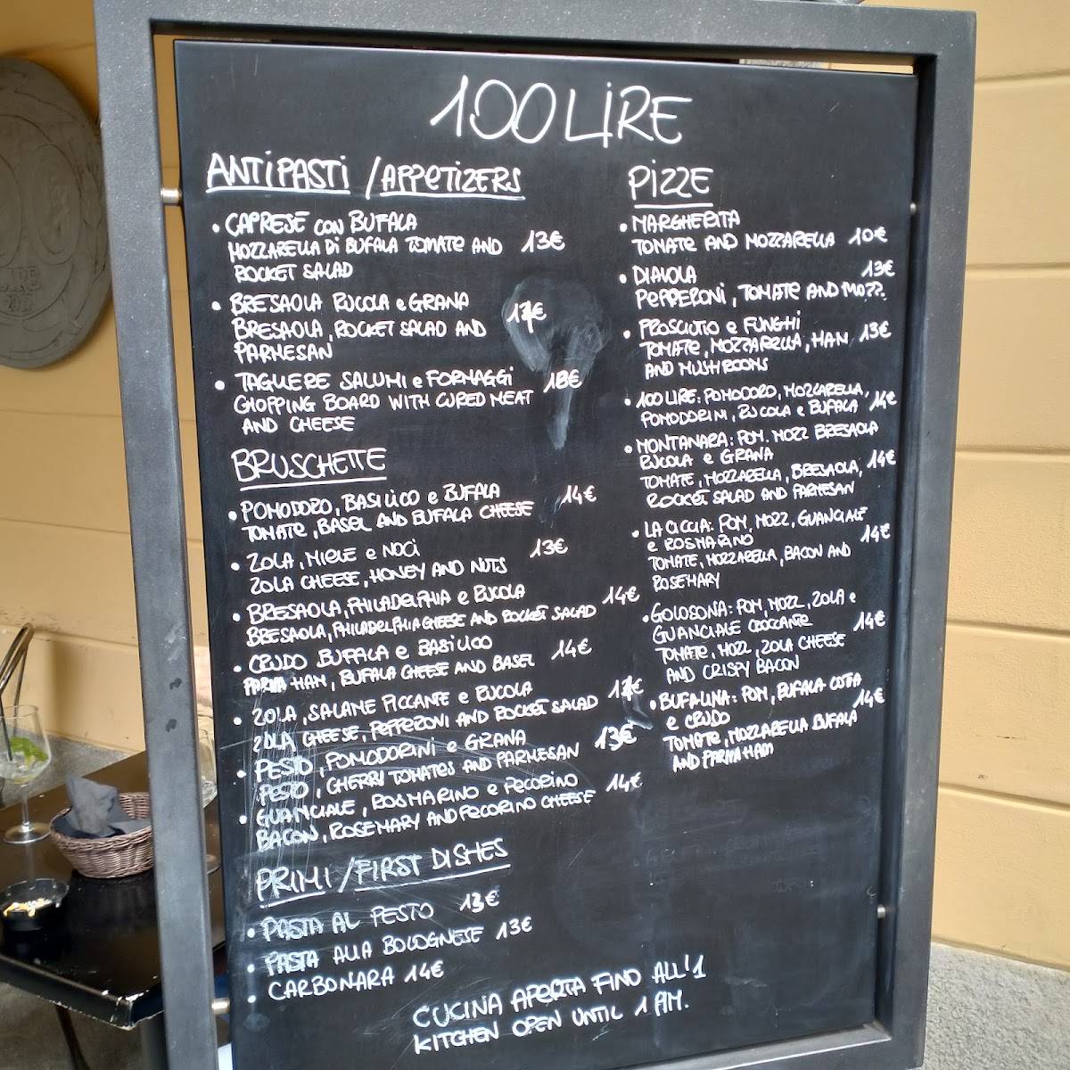 Menu di 100 Lire Como 