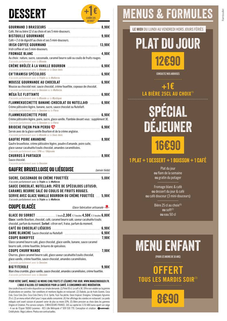 Menu de 3 Brasseurs Rambouillet