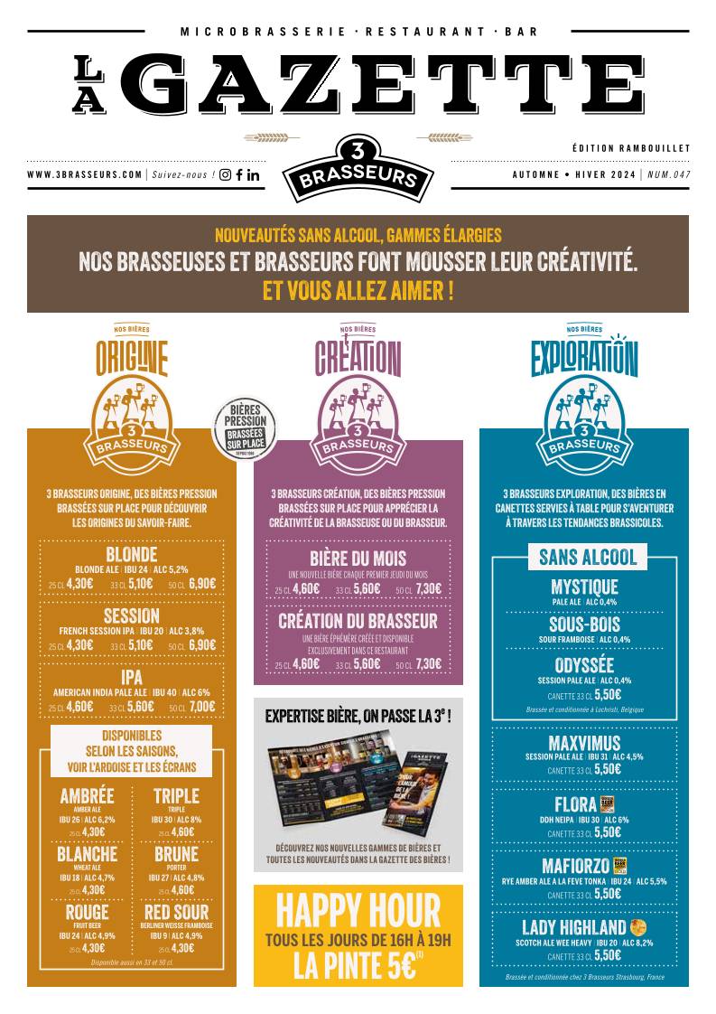 Menu de 3 Brasseurs Rambouillet