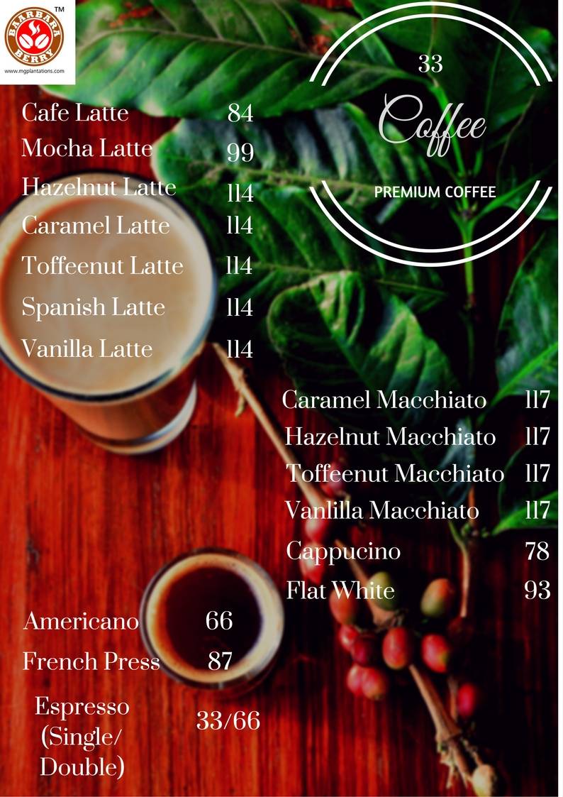 33Dream Café menu