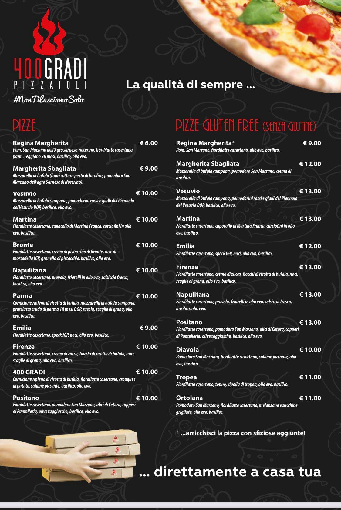 Menu di 400 Gradi Pizzeria 