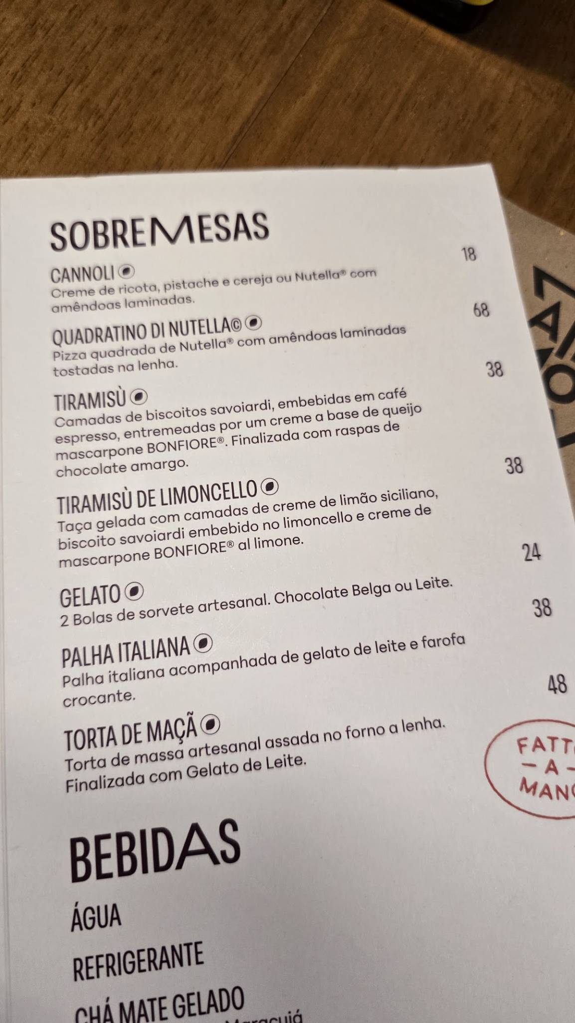 A Pizza da Mooca cardápio