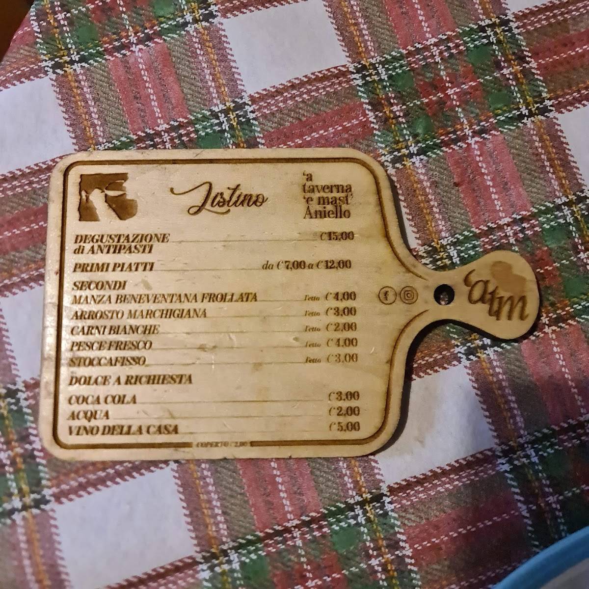Menu di A Taverna e Mast'Aniello 