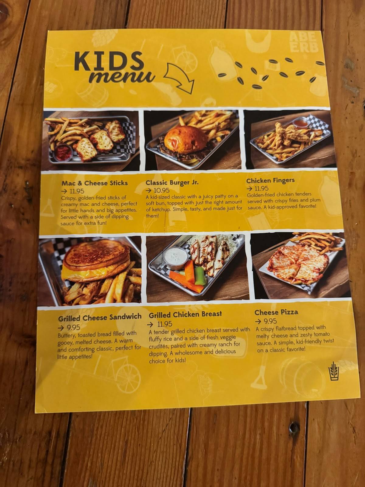 Menu de ABE ERB - Uptown Waterloo