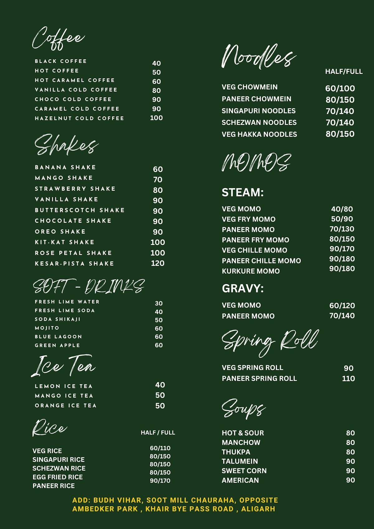 ALFA KITCHEN CAFE menu