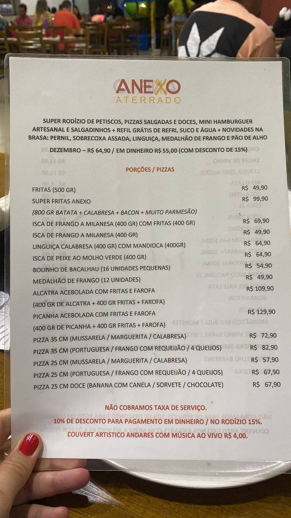 Anexo Aterrado cardápio