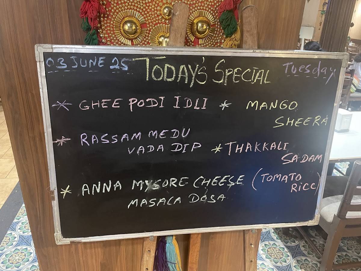 ANNA Idli menu