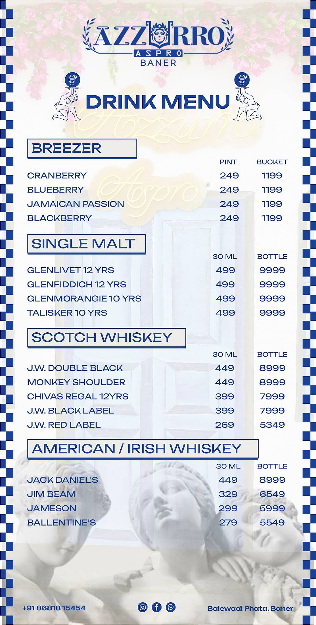 AZZURRO ASPRO - BEST BAR IN BANER menu