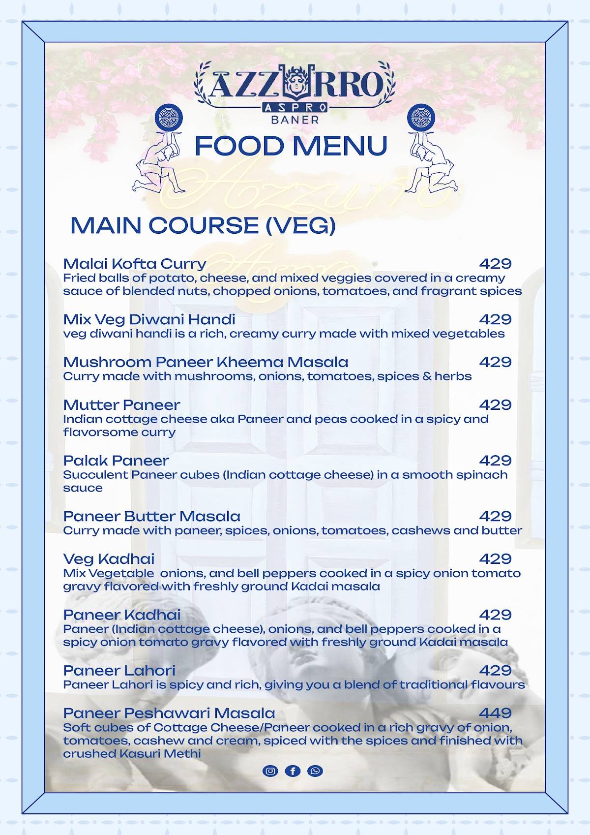 AZZURRO ASPRO - BEST BAR IN BANER menu