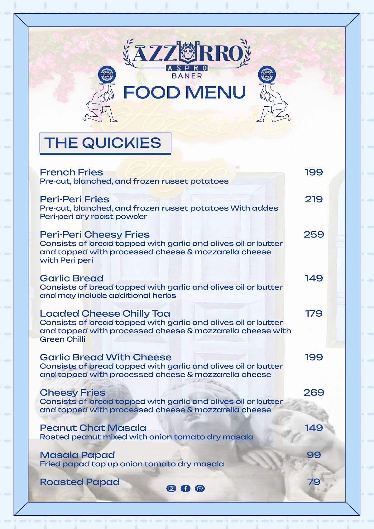 AZZURRO ASPRO - BEST BAR IN BANER menu