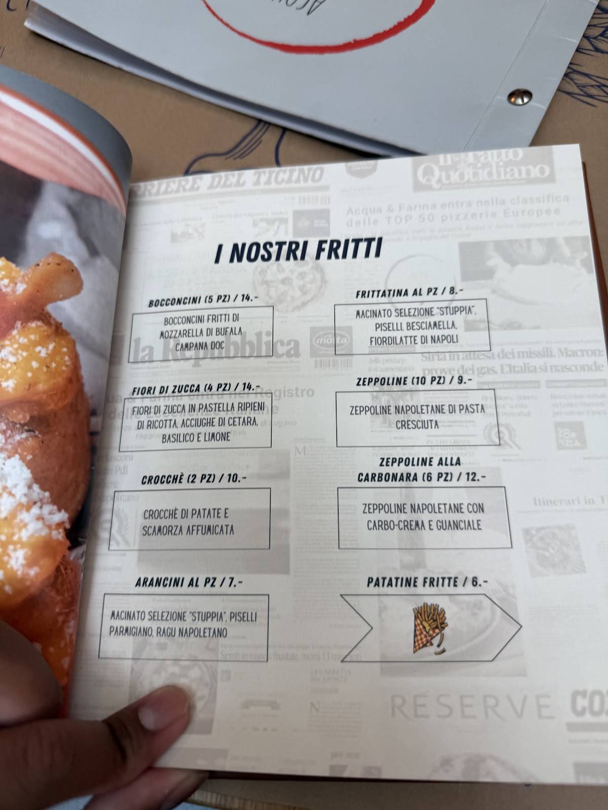 Menu di Acqua e Farina 
