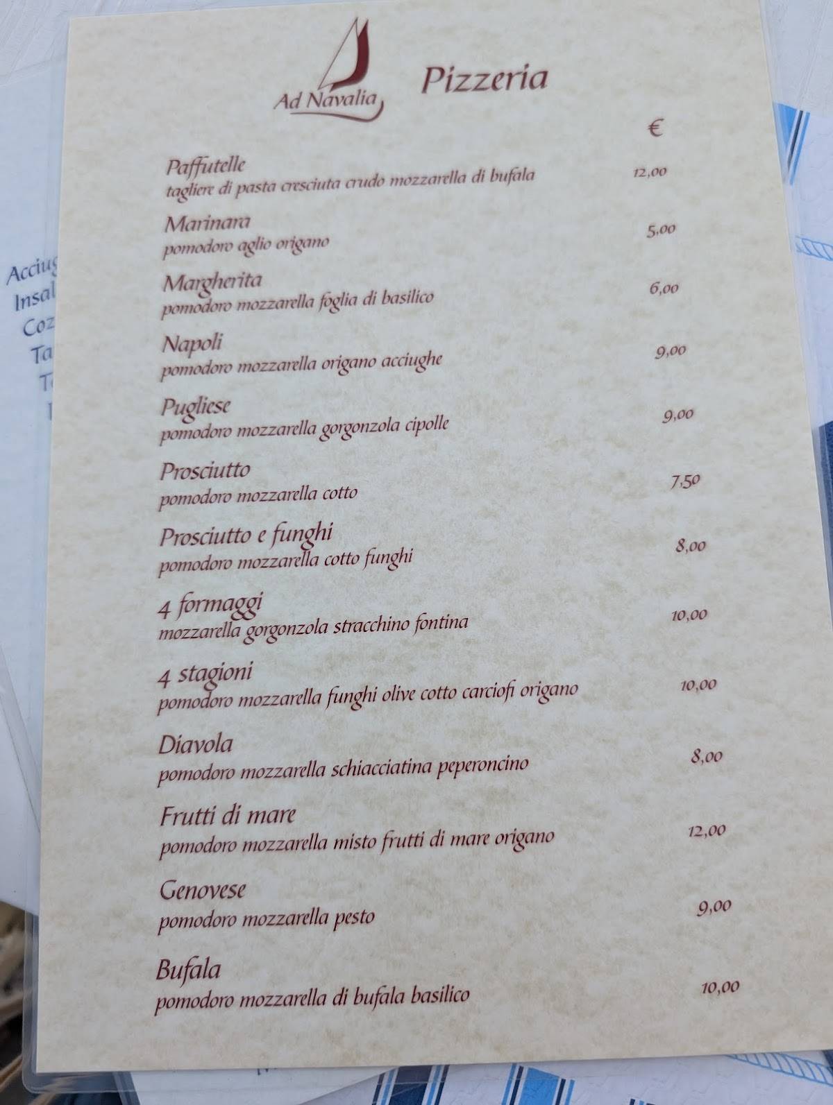 Menu di Ad Navalia - Nuova Gestione 