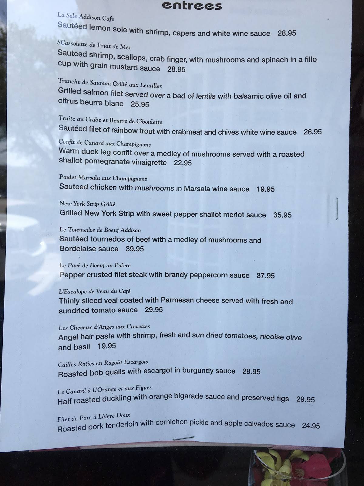 Menu at Addison CafeFrench bistro, Dallas, Belt Line Rd 108
