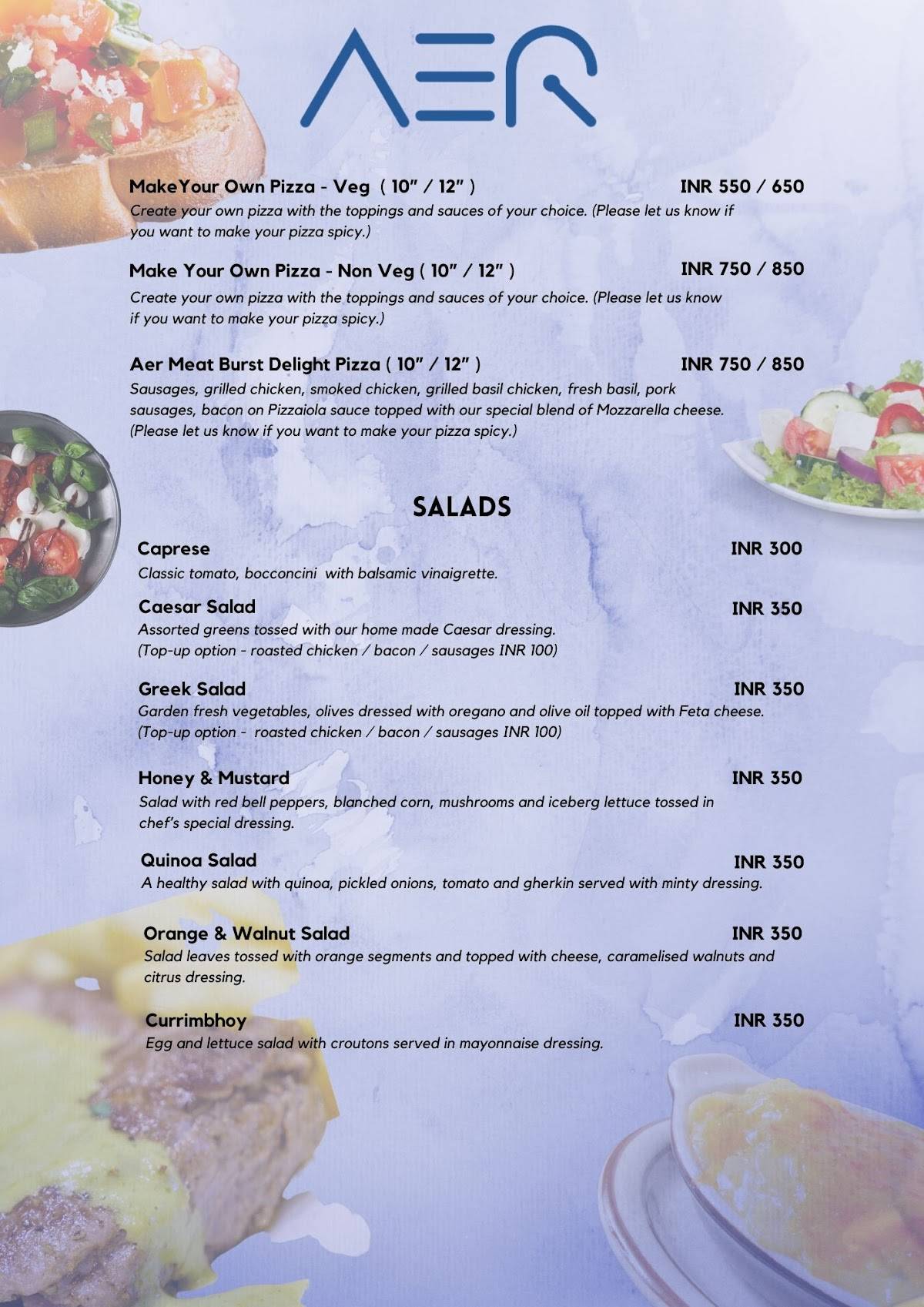Aer Bistro menu