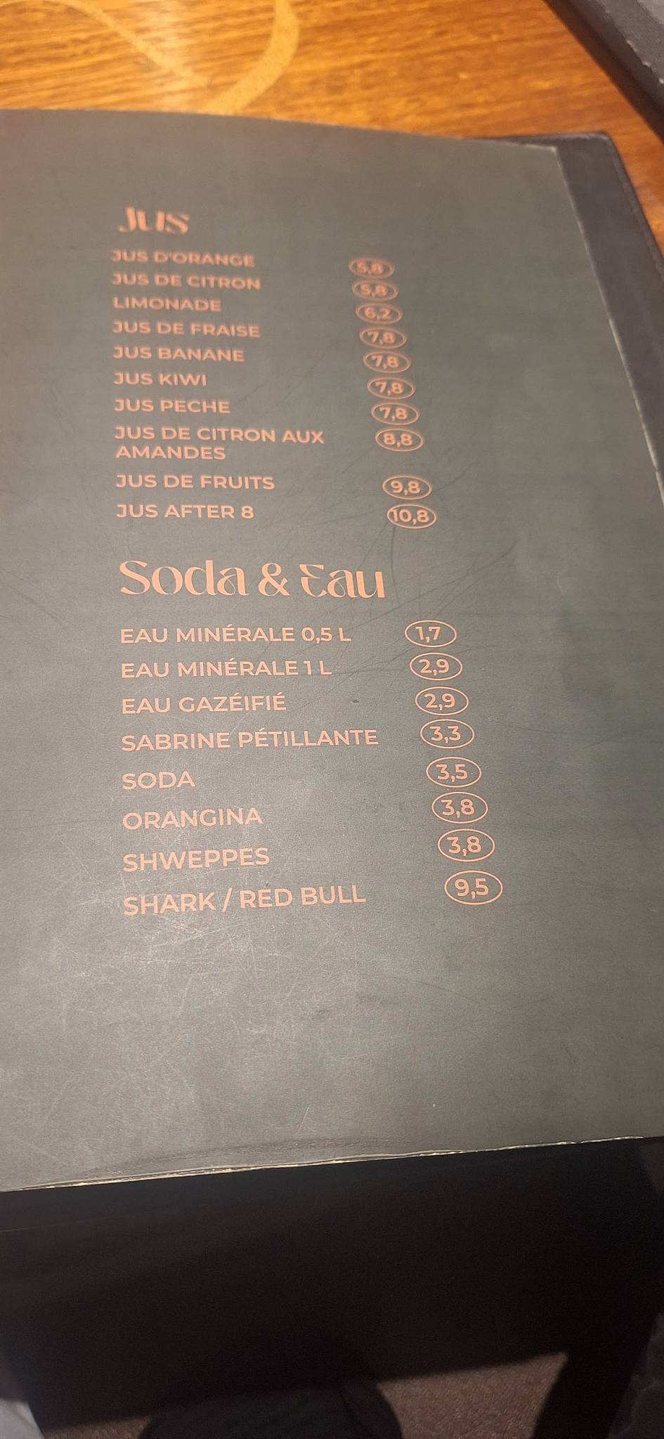 Menu de After Eight - Café & Resto
