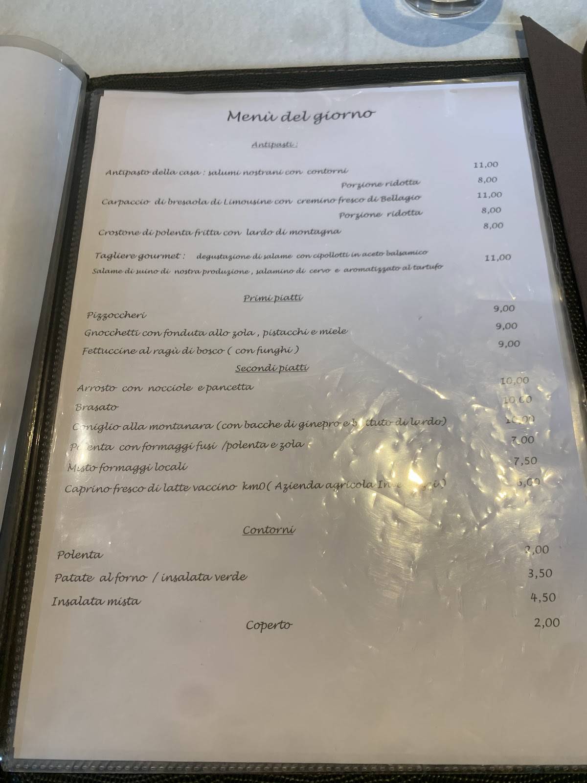 Menu di Agriturismo Binda 