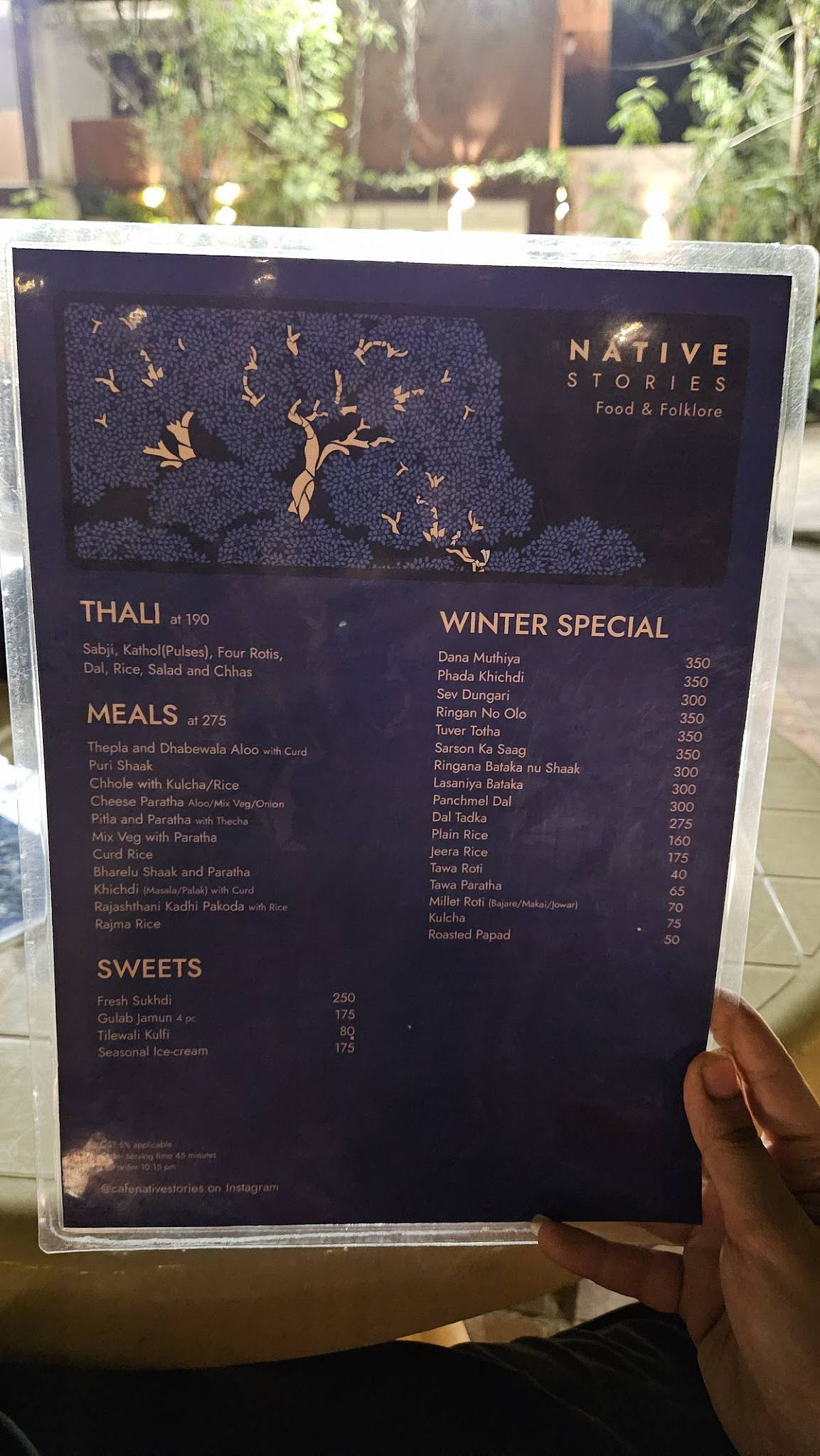 Cafe Native Stories menu