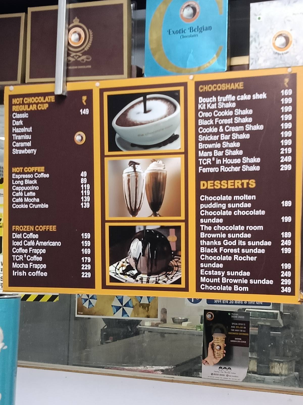 The chocolate room menu