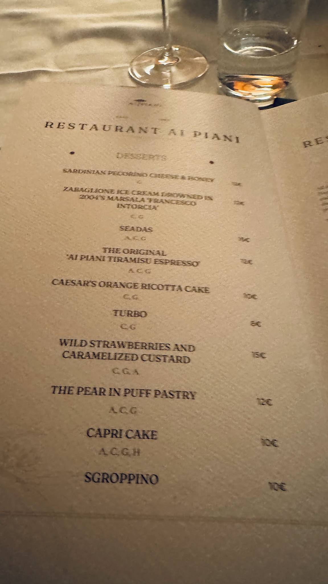 Menu di Ai Piani 