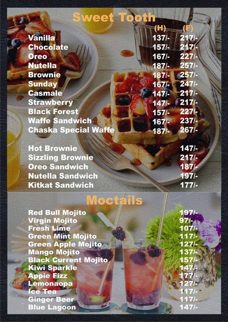 Chaska The Cafe And Lounge menu