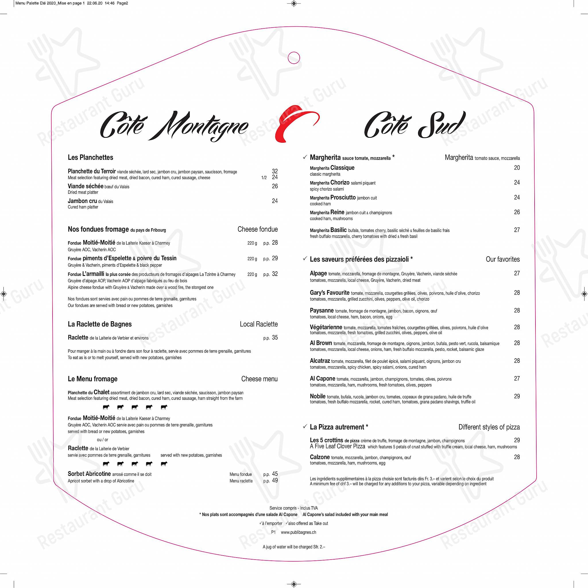 Menu pour Restaurant Grill Al Capone - Крафт меню