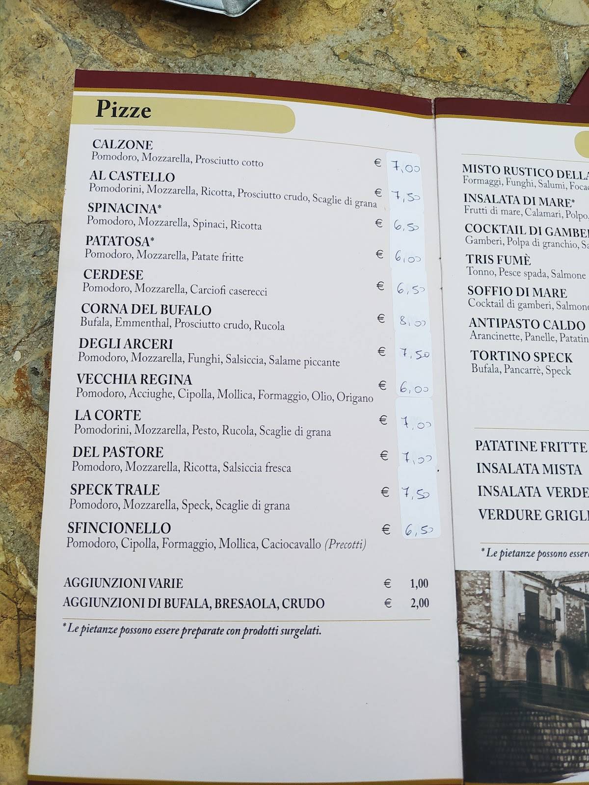 Menu di Ristorante al Castello 