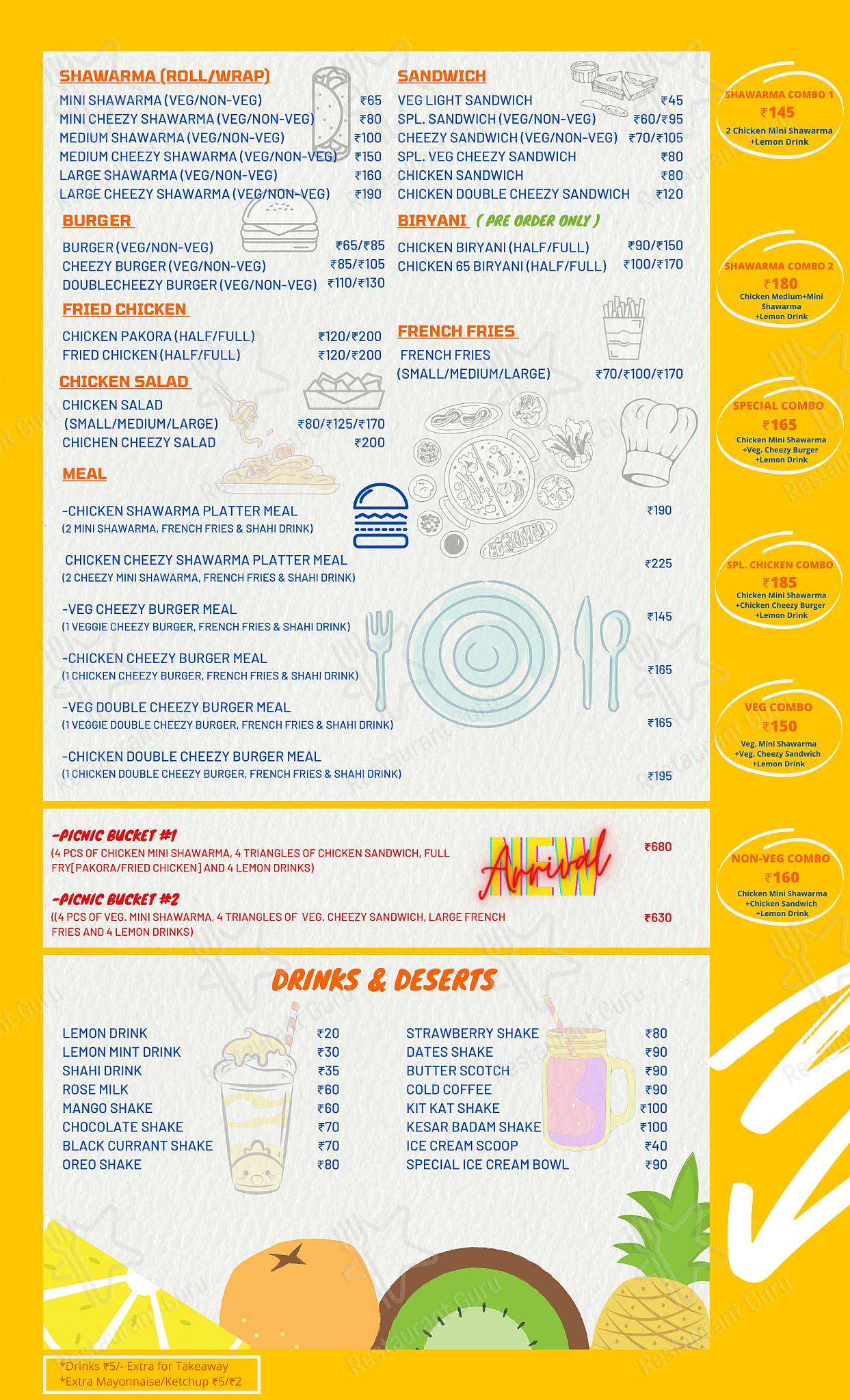 Al-Chef Cafeteria menu