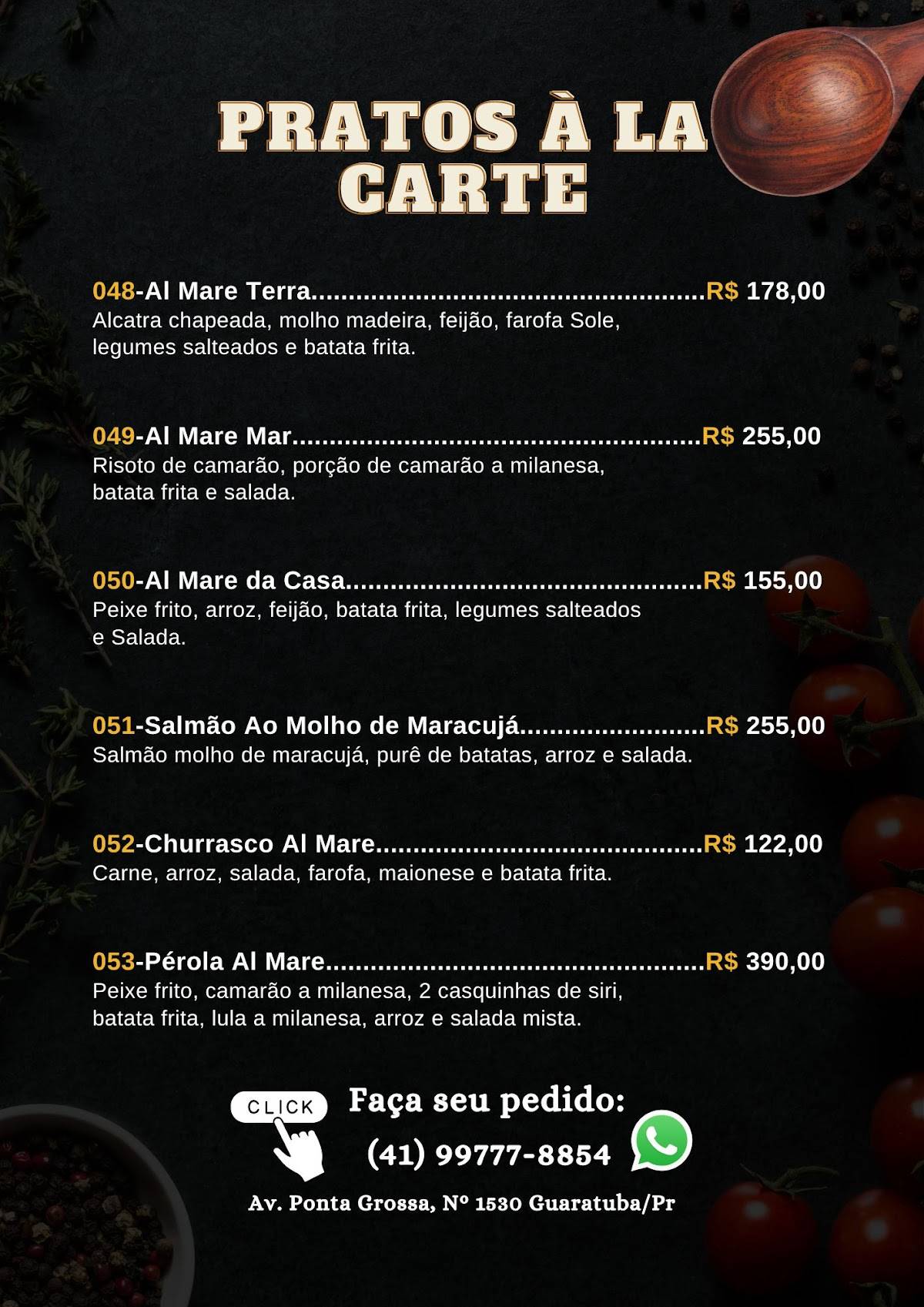 Al Maré Restaurante e Choperia cardápio