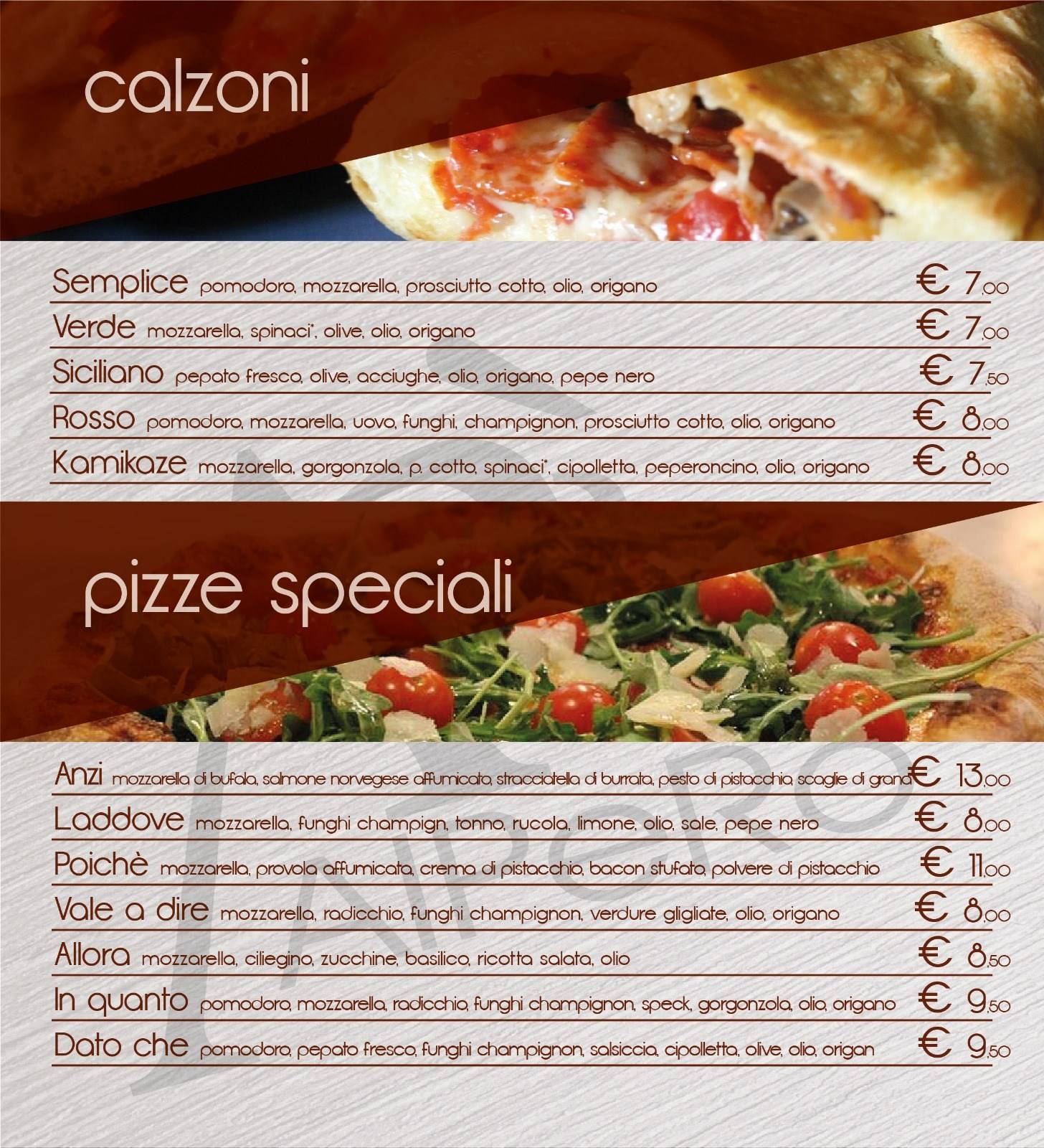 Menu di Al Però Pizzeria Panineria Nicolosi 