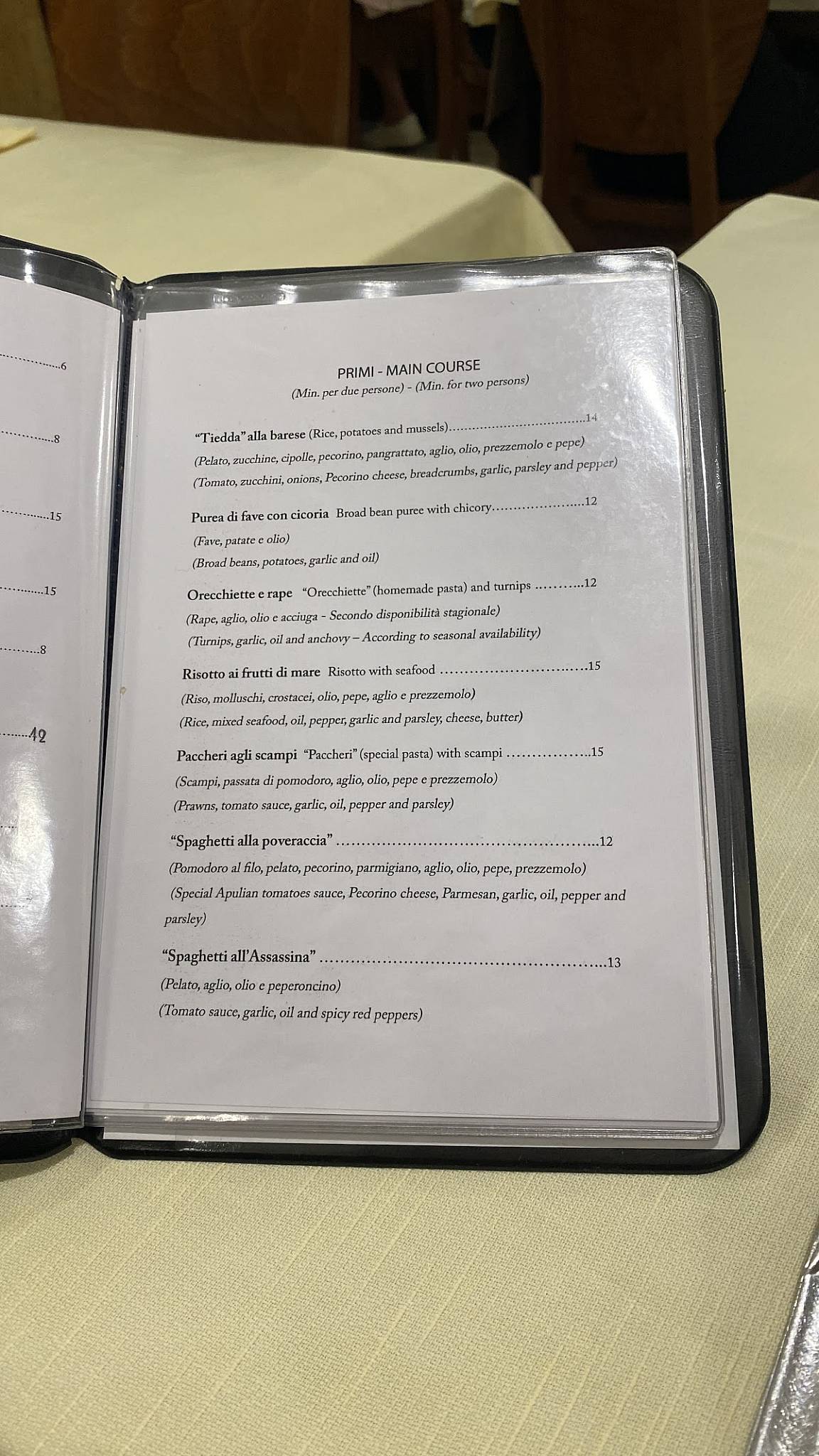 Menu di Al Sorso Preferito 