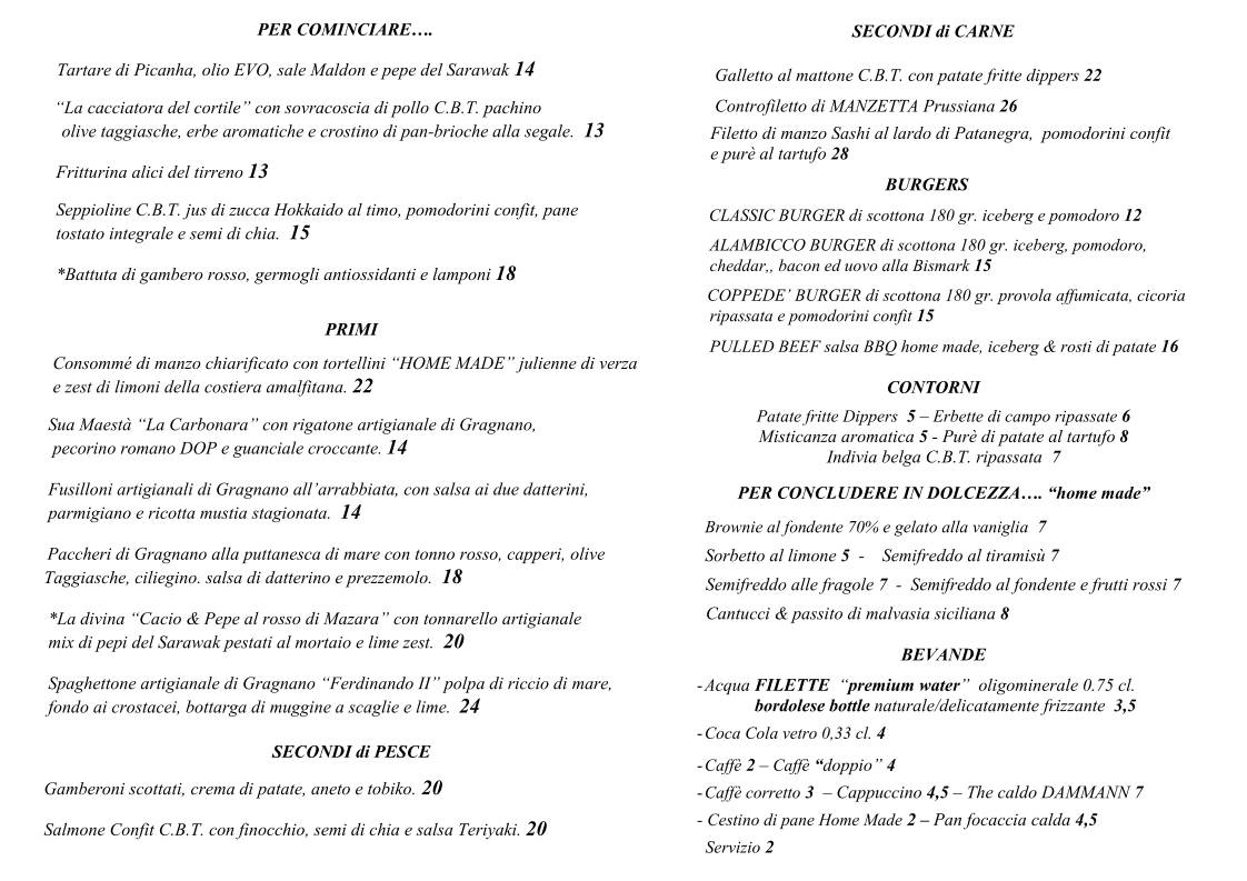 Menu di Alambicco 