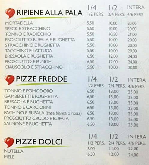 Menu di Alice Pizza via satrico 