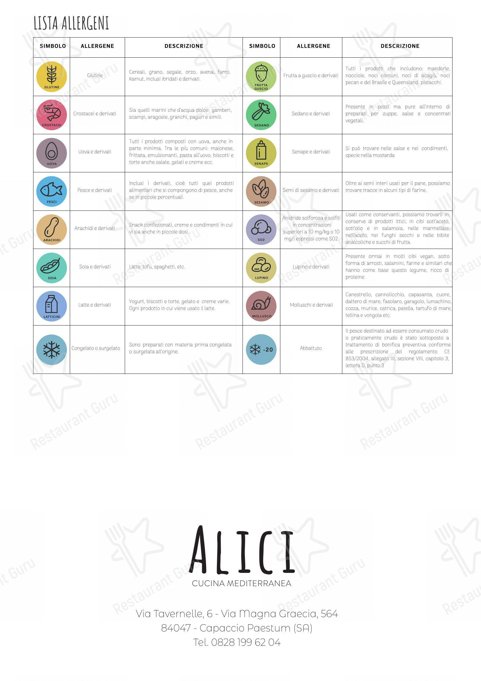 Menu di Alici Cucina Mediterranea - Menu