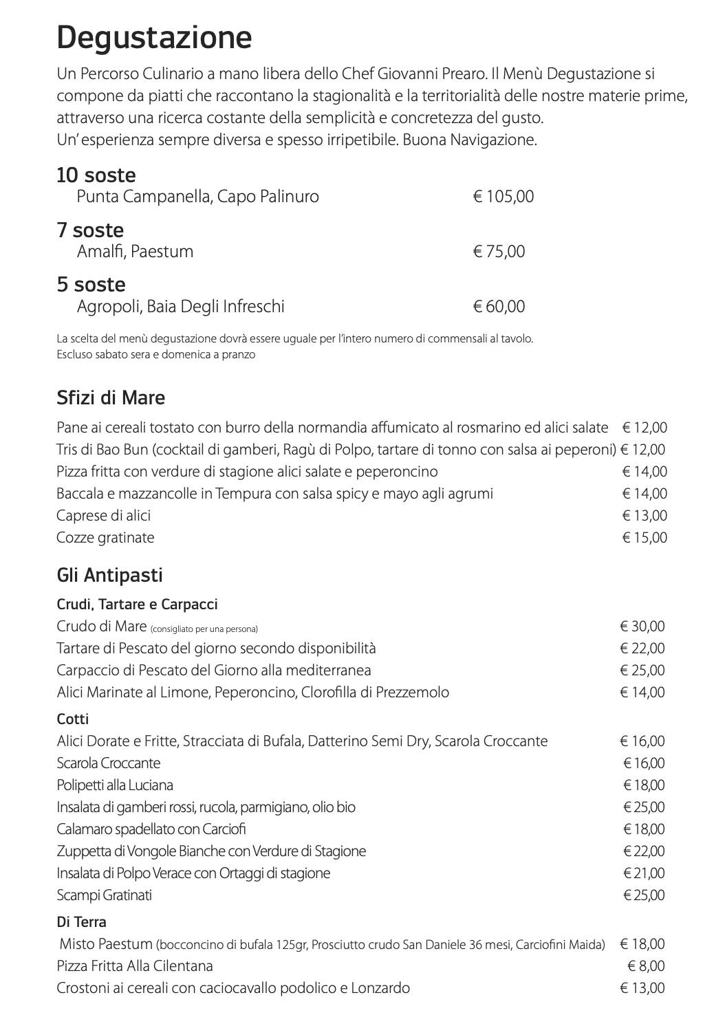 Menu di Alici Cucina Mediterranea 