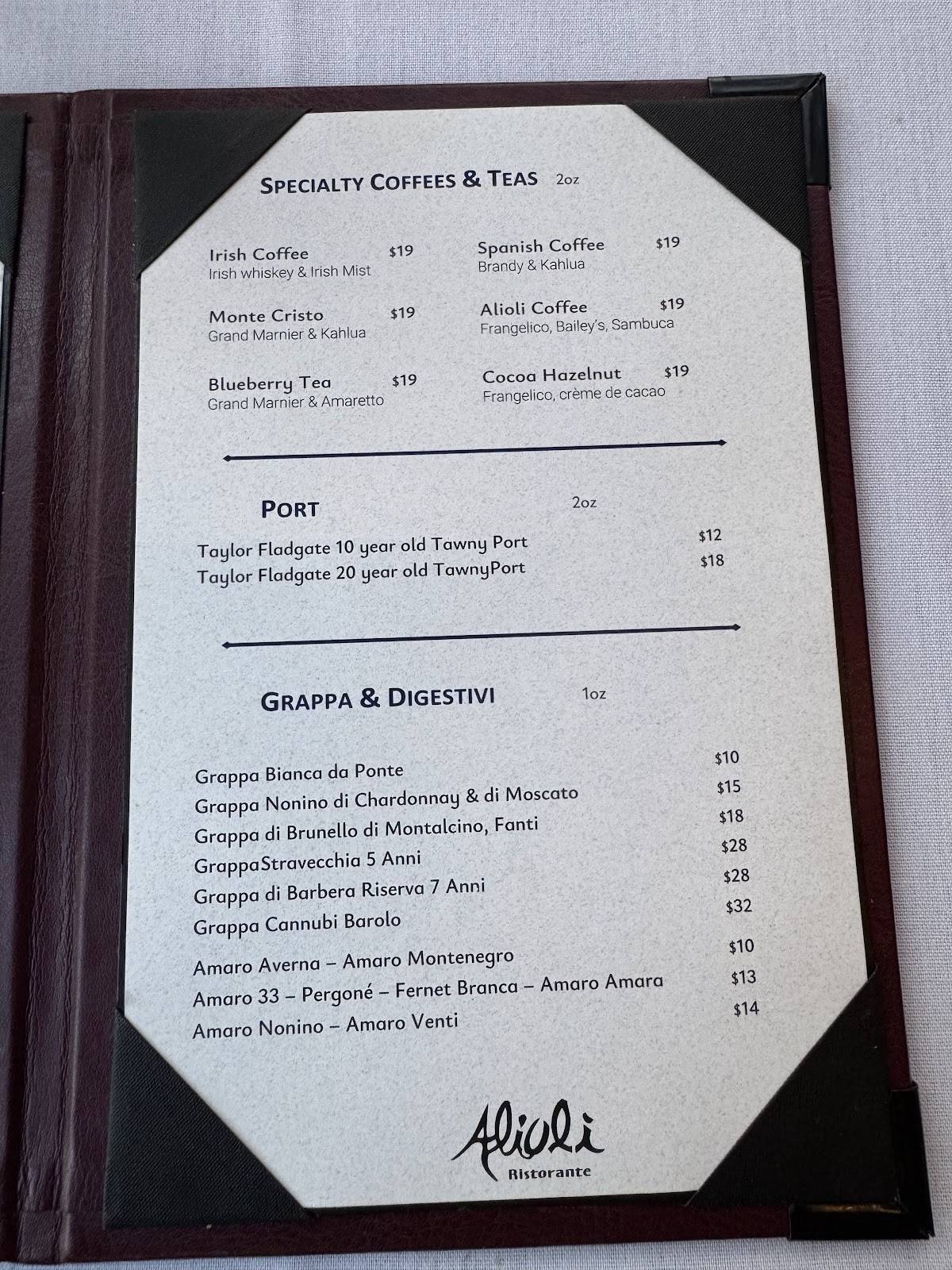 Menu de Alioli Ristorante