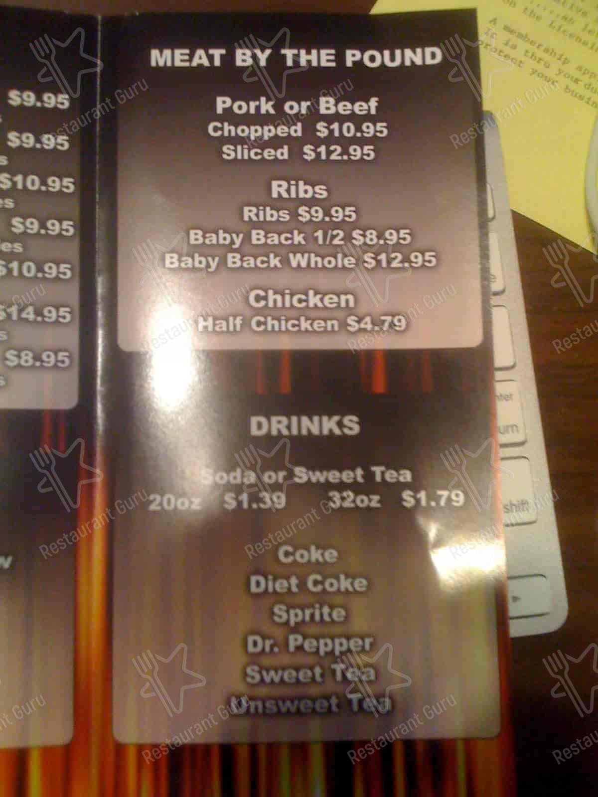 Menu at Allen’s BBQ Company, Arkadelphia