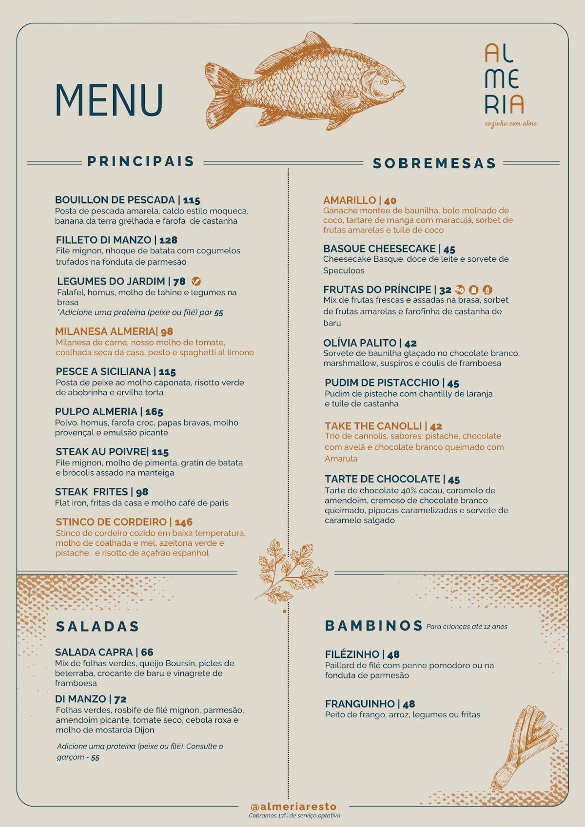 Almeria Restaurante cardápio