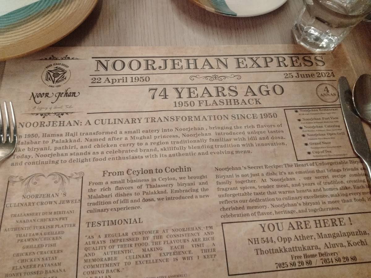 Noorjehan Multi-Cuisine Restaurant (Since 1950) menu