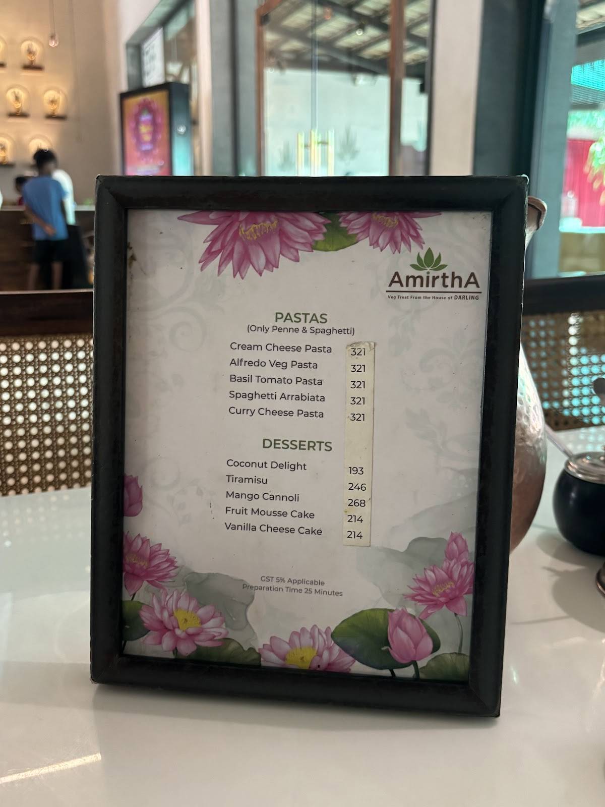 Amirtha fine dining menu