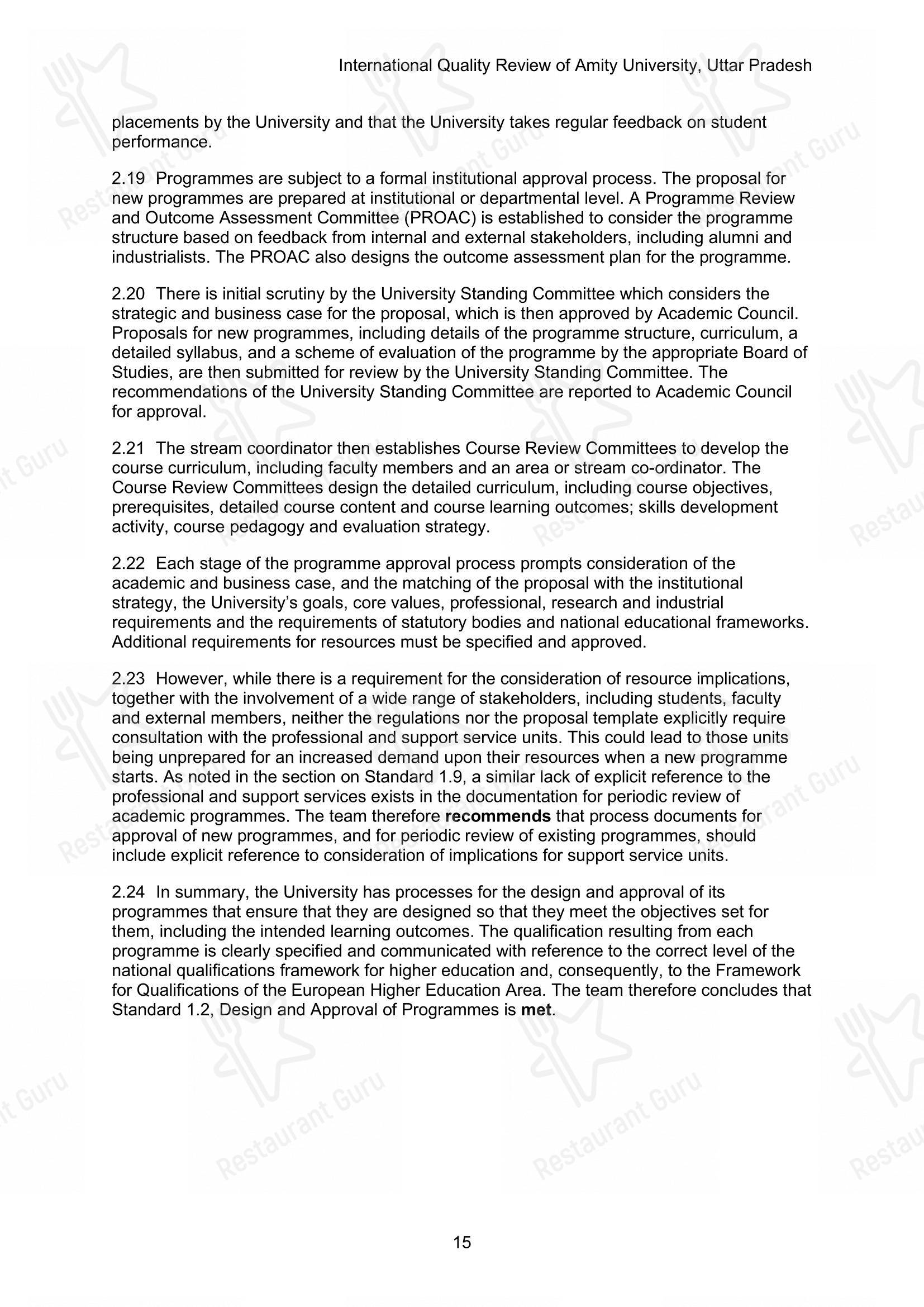 菜单 for the Amity University Canteen cafeteria