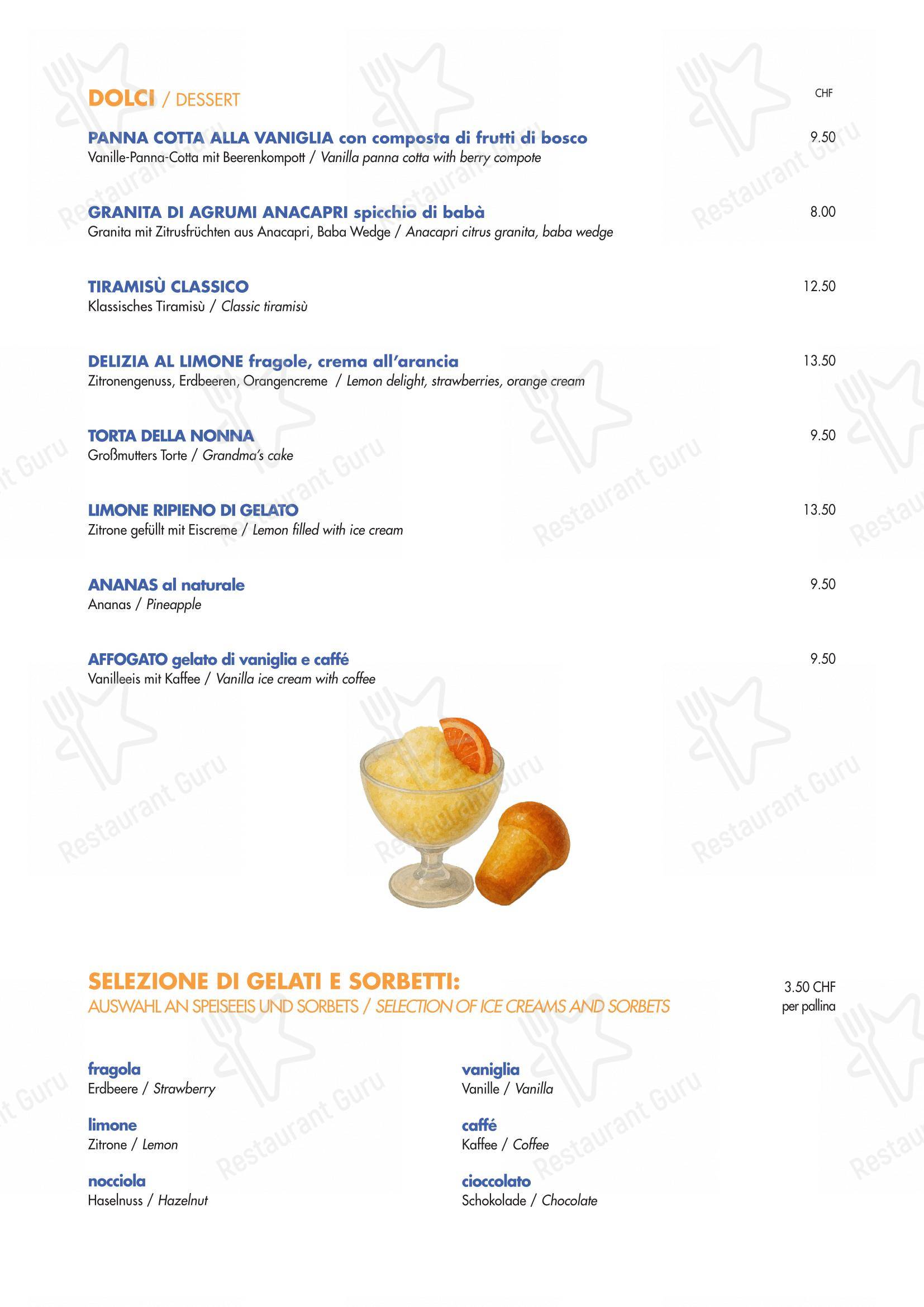 Ristorante Anacapri Lugano in Lugano - Основное меню