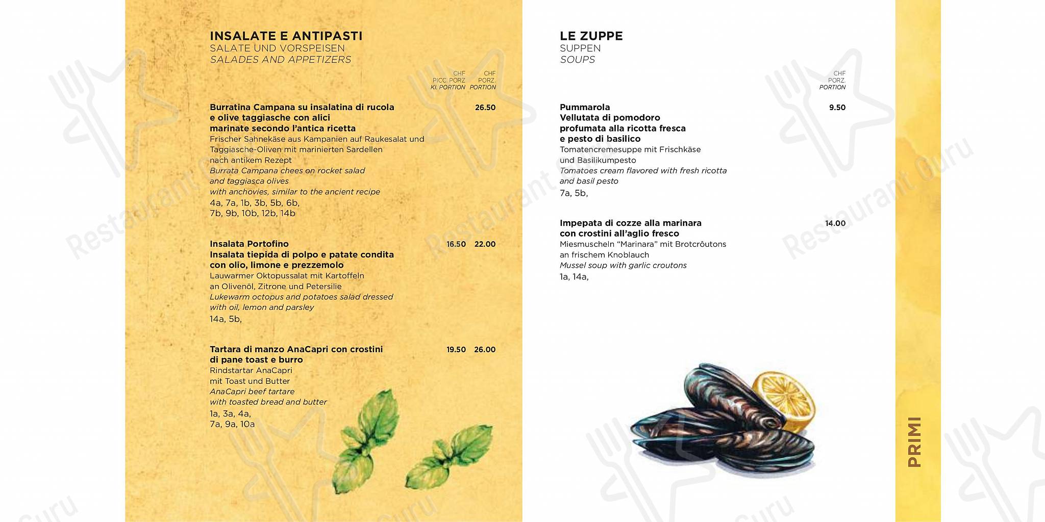 At Home Catering Menu per Ristorante Anacapri Lugano pizzeria
