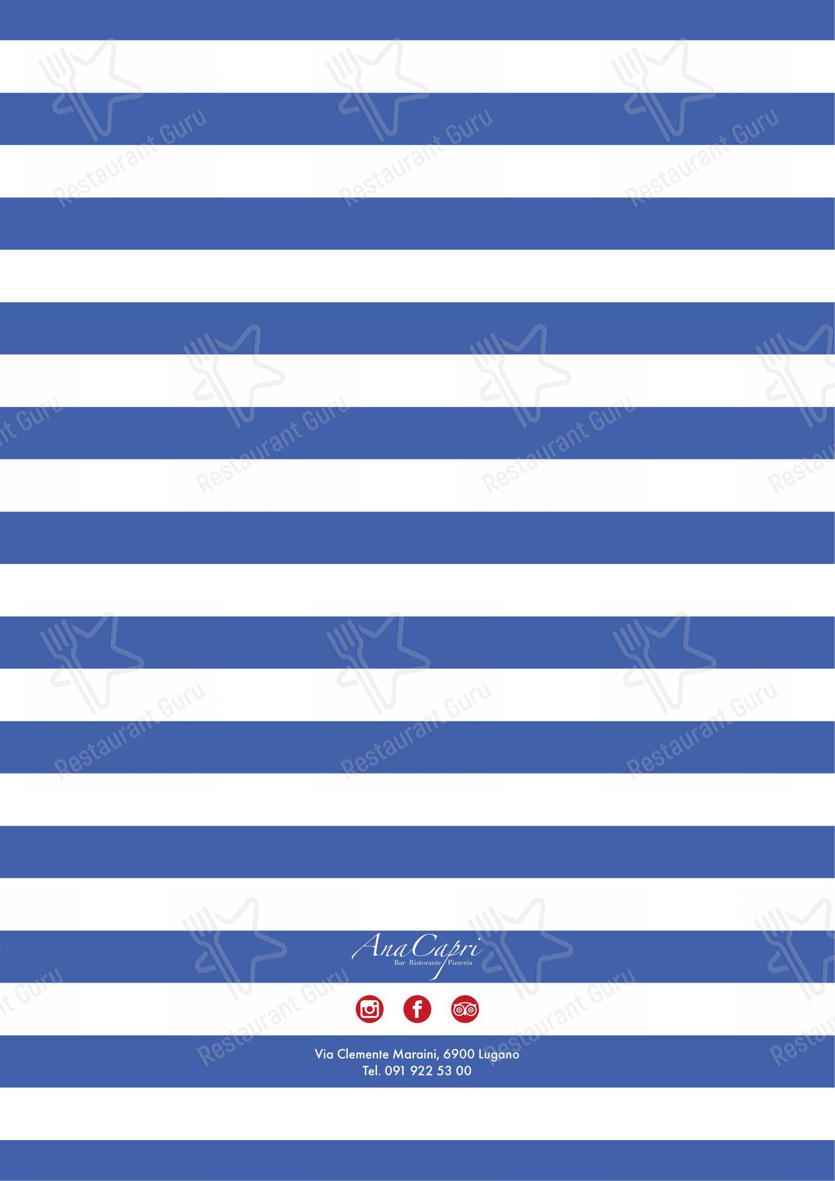 菜单 per Ristorante Anacapri Lugano pizzeria