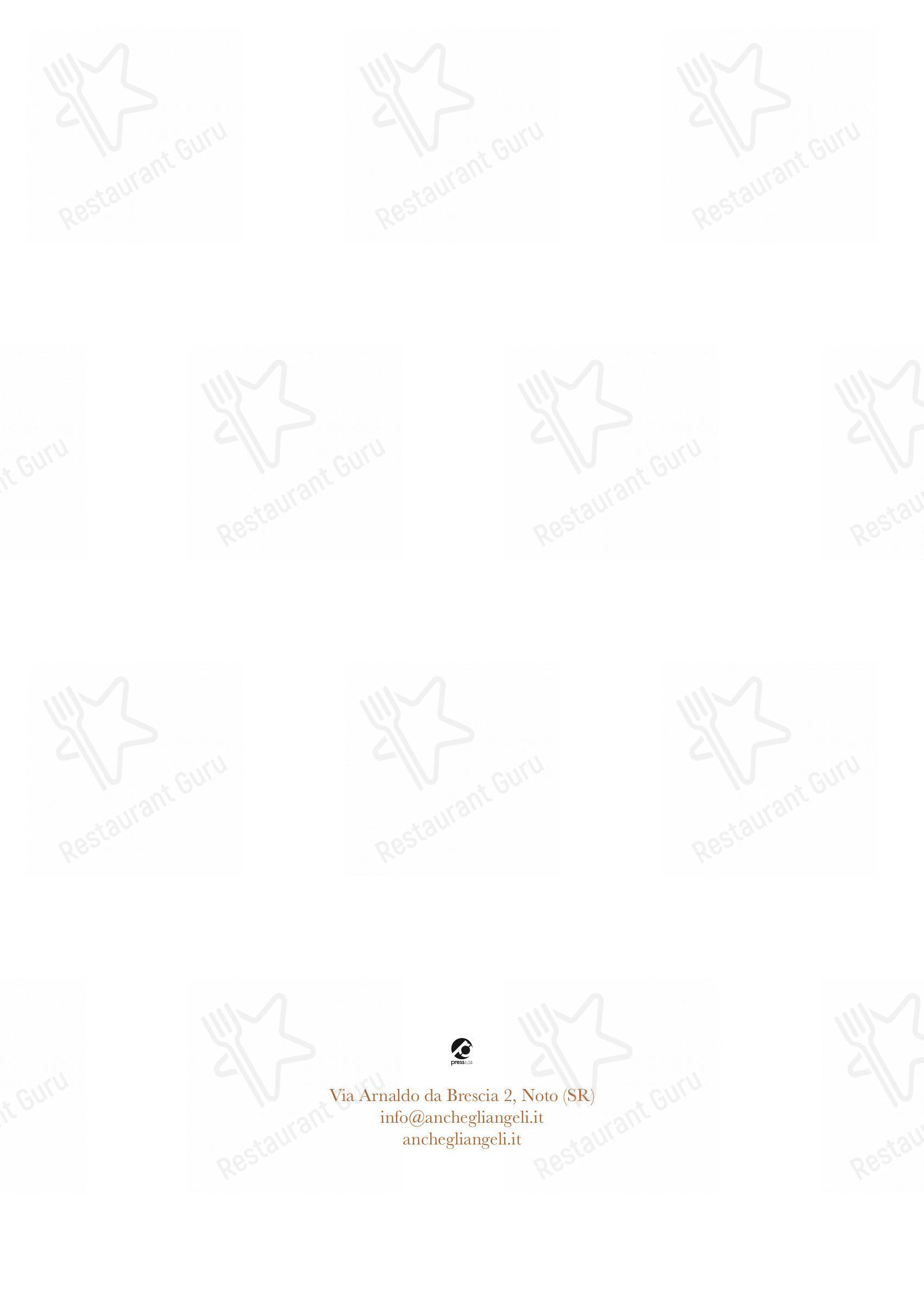 Menu di Anche gli Angeli - Cucina Vicari - 菜单