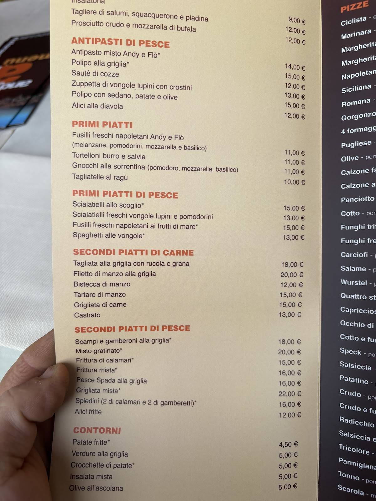 Menu di Andy & Flo' 