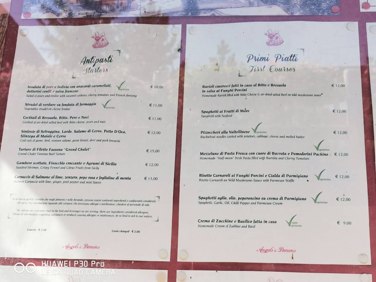 Menu di Angels & Demons 