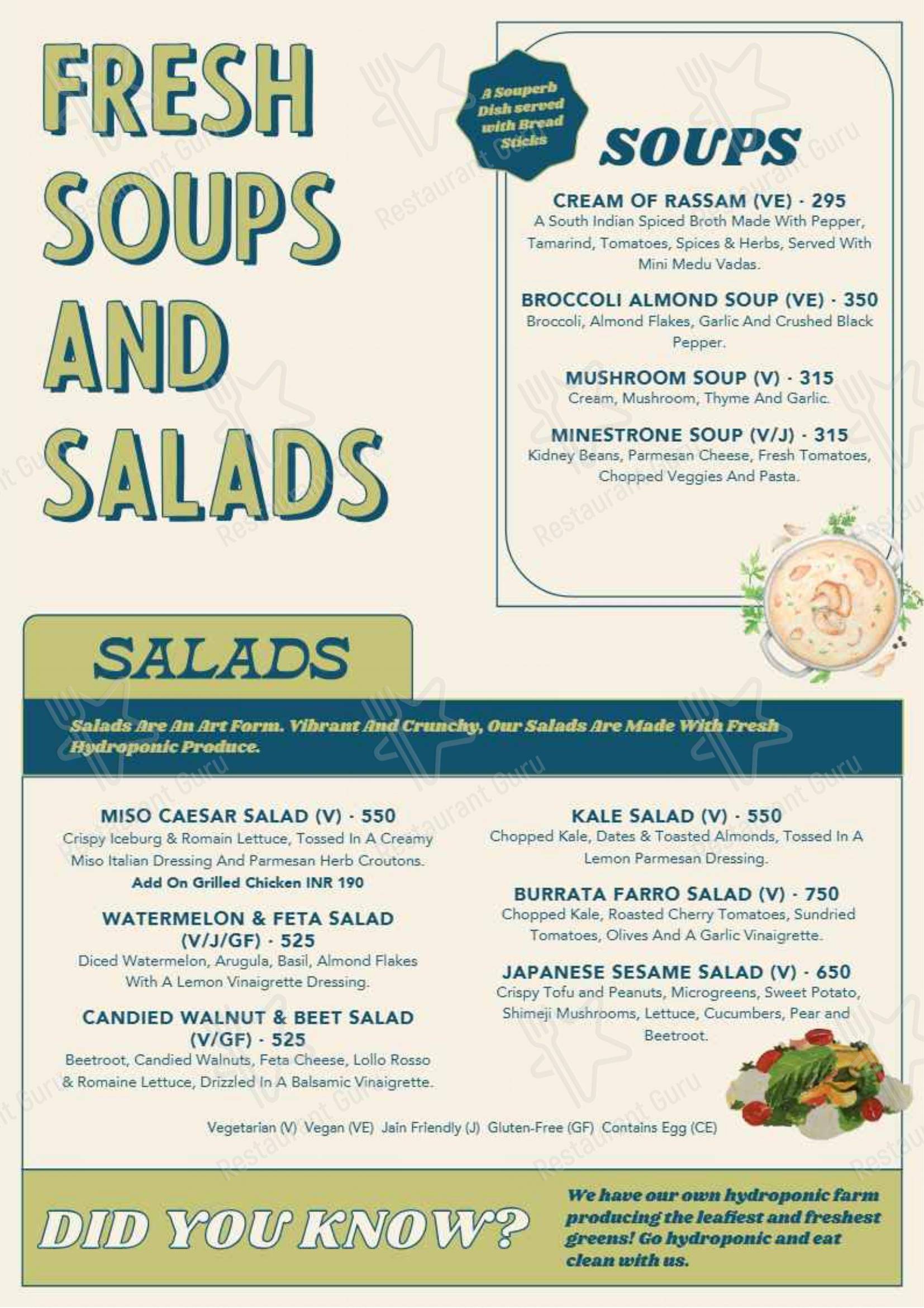 Menu for the Anglo Indian Cafe restaurant