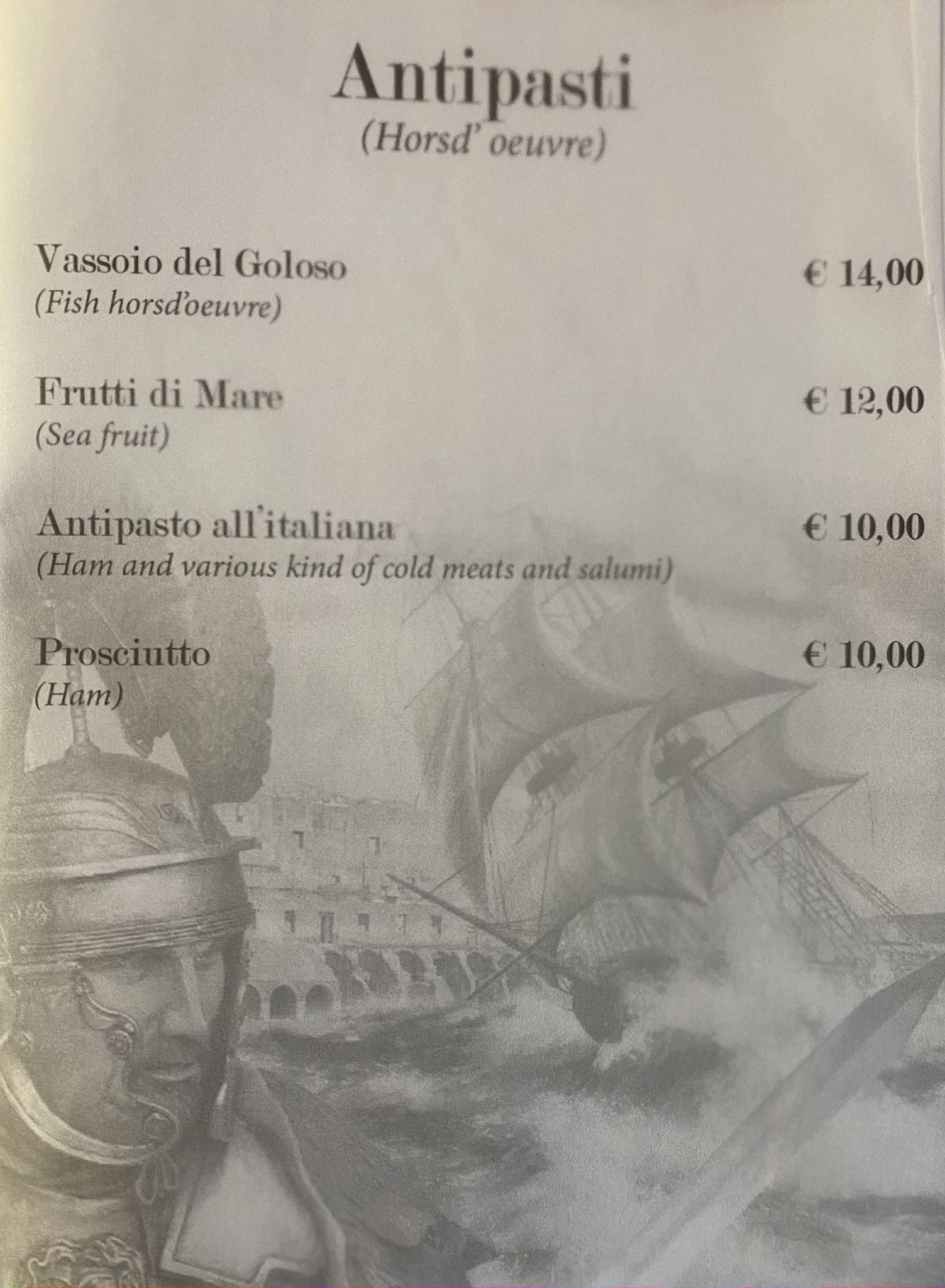 Menu di Angolo de' Trastevere 